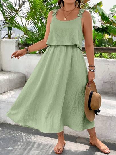 Vestido Plus Size com Alças Finas e Laço – Leveza e Estilo Casual