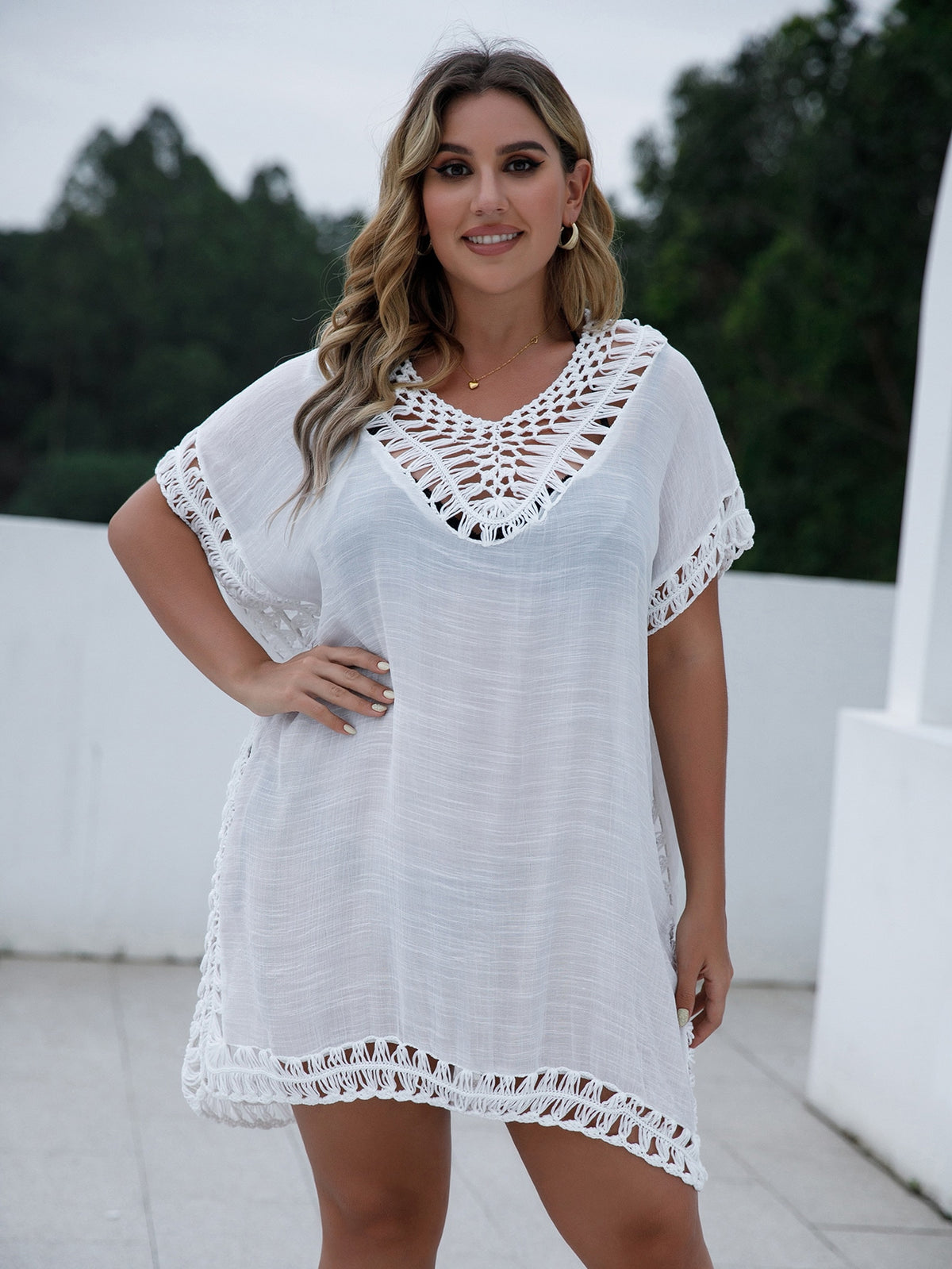 Saída de Praia Plus Size Semi-Transparente