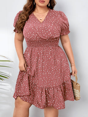 Vestido Plus Size Feminino Decote V Manga Curta