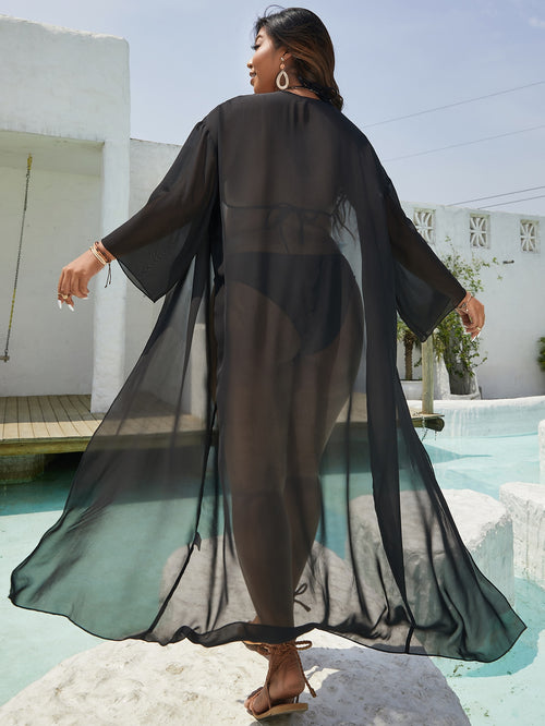 Sunlit Sheer - Saída de Praia Transparente Plus Size