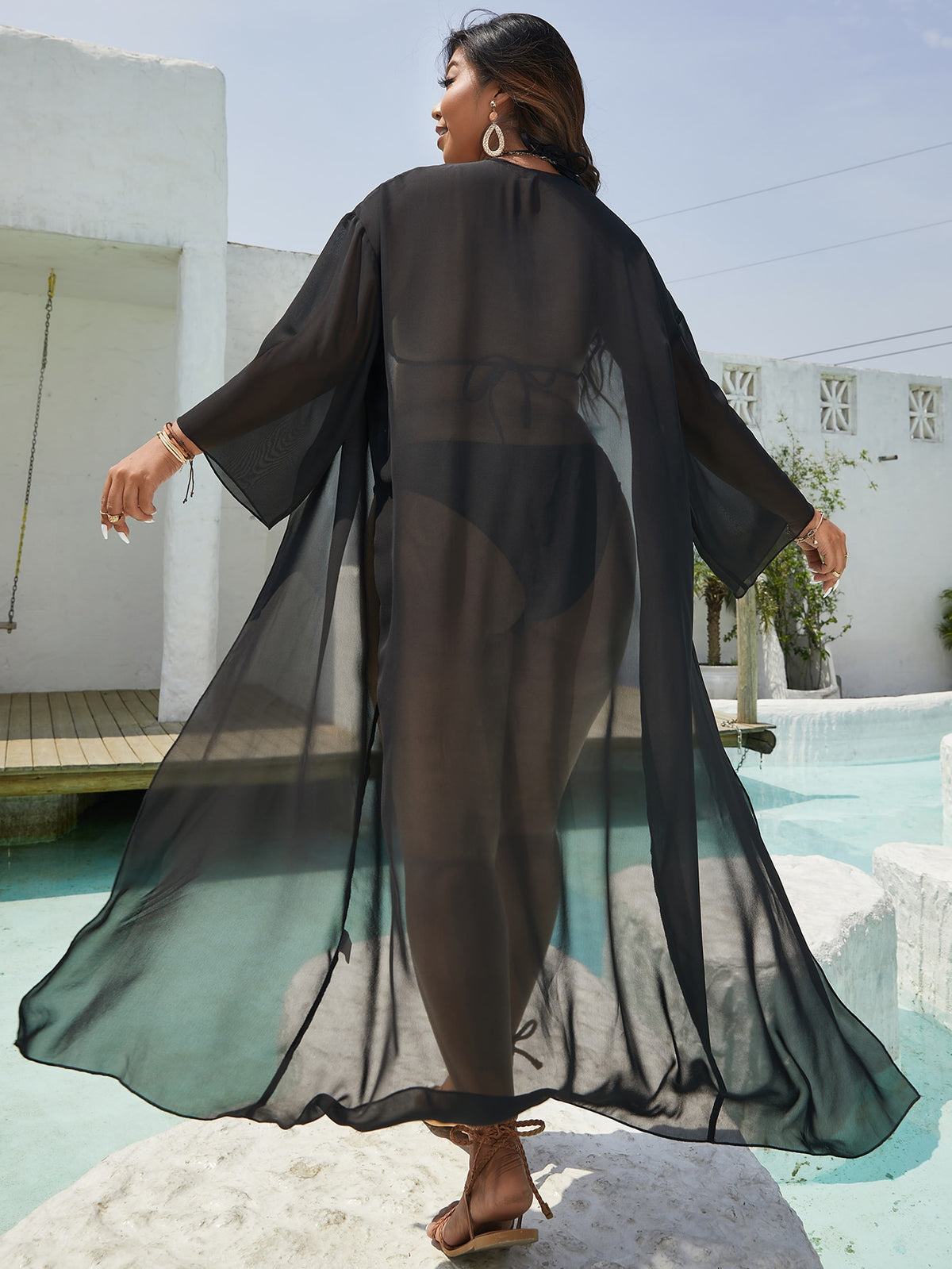 Sunlit Sheer - Saída de Praia Transparente Plus Size