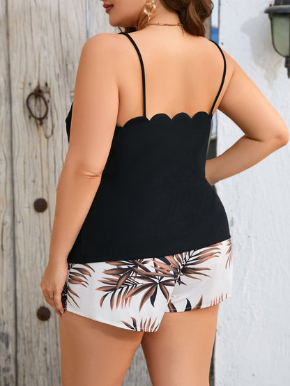 Conjunto Tropical Plus Size com Top Cami e Shorts com Cinto – Estilo e Sustentabilidade