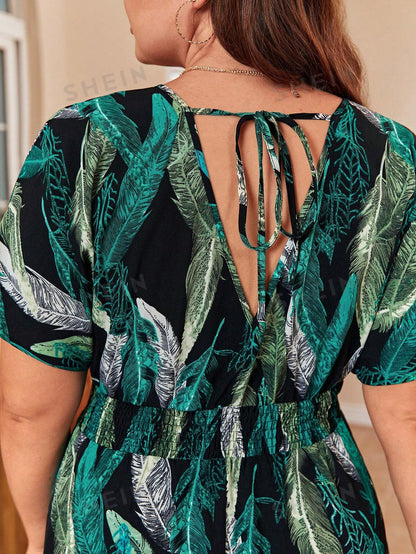 Vestido Estampa Tropical  Amarras Plus Size