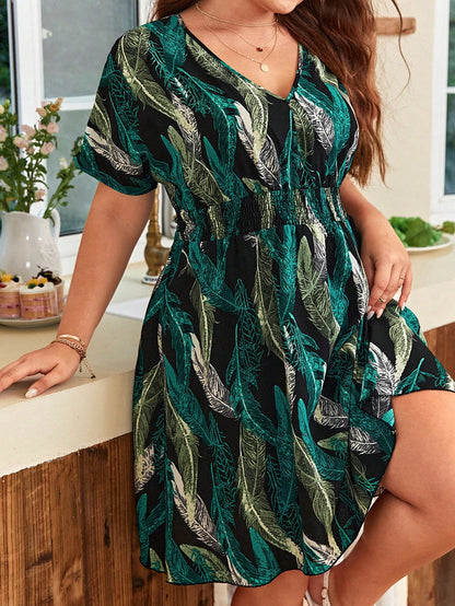 Vestido Estampa Tropical  Amarras Plus Size