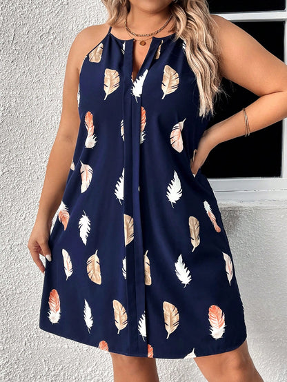 Vestido Plus Size de Alças Finas com Estampa Tribal – Leve e Fresco para o Verão