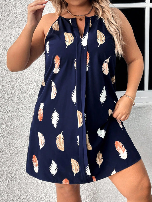 Vestido Plus Size de Alças Finas com Estampa Tribal – Leve e Fresco para o Verão