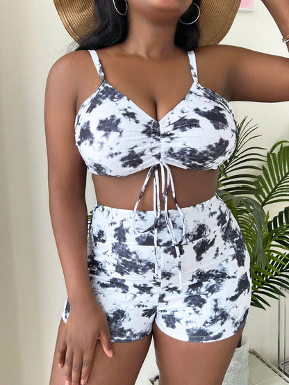 Sunquíni Lushore com Amarração Estilo Tropical Plus Size (2 Peças)