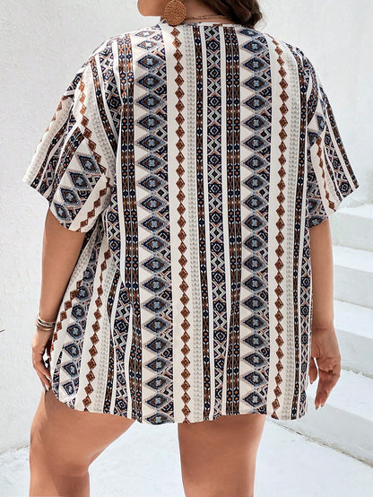 Conjunto Quimono Geométrico com Shorts – Estilo e Conforto para o Verão