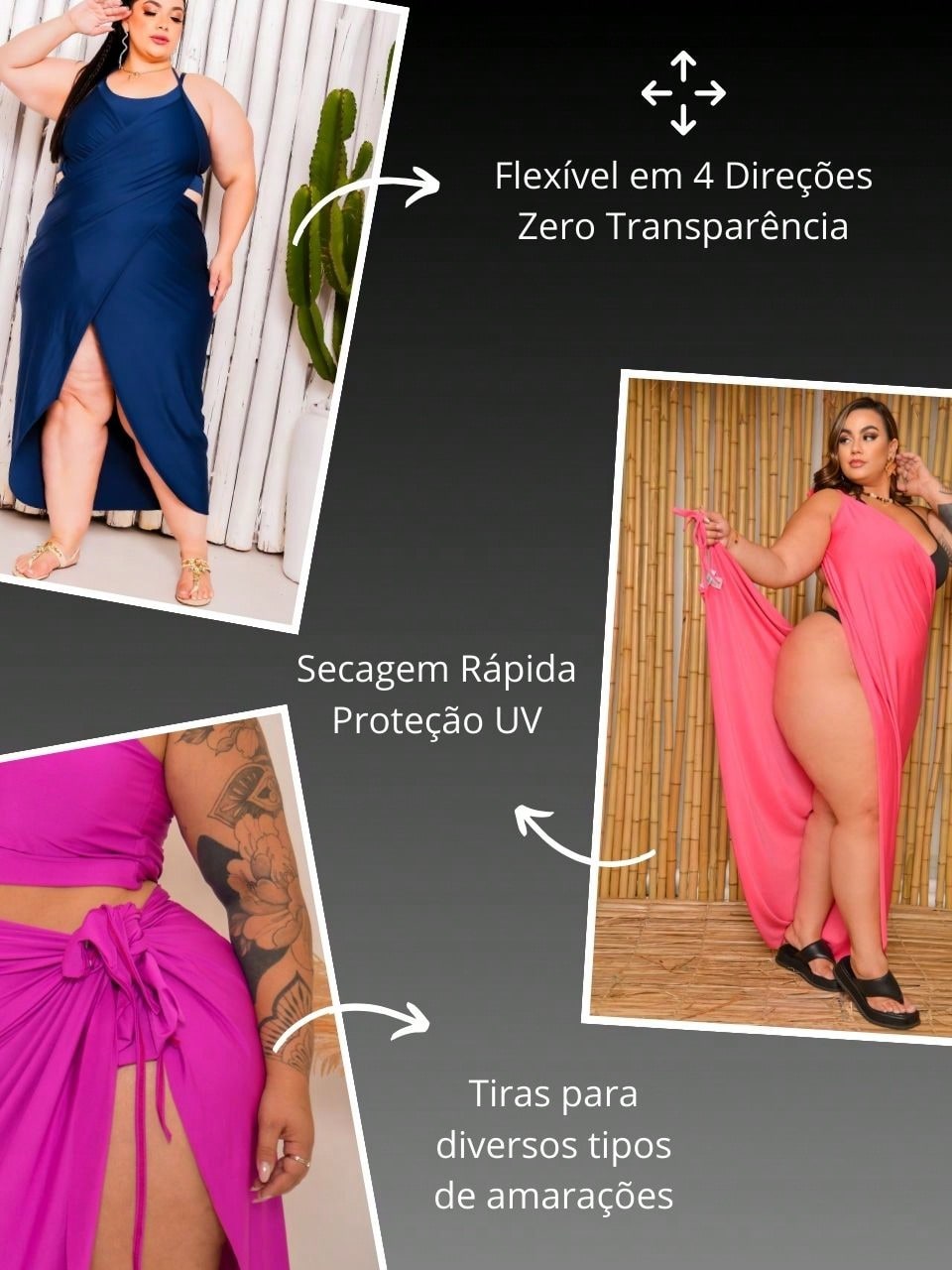 Saia de Praia Longa Brisa Tropical Plus Size