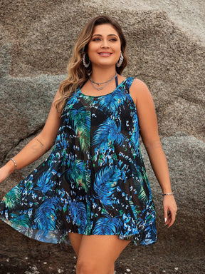 Vestido Feminino Plus Size  Tropical Sem Mangas