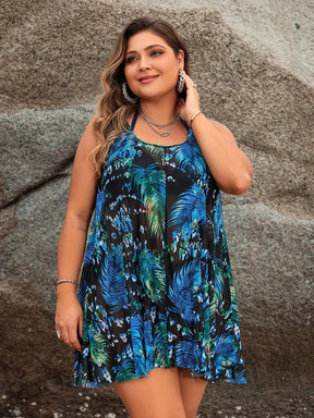 Vestido Feminino Plus Size  Tropical Sem Mangas