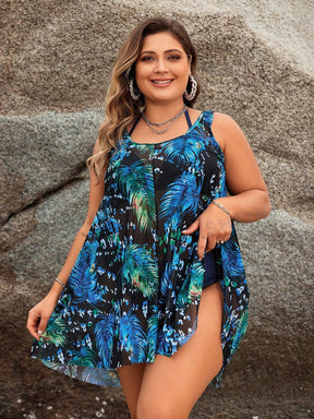 Vestido Feminino Plus Size  Tropical Sem Mangas