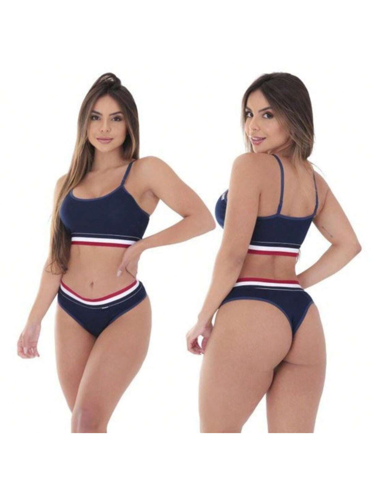 Kit 3 Conjunto Lingerie Top e Calcinha Microfibra Sexy