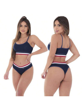 Kit 3 Conjunto Lingerie Top e Calcinha Microfibra Sexy