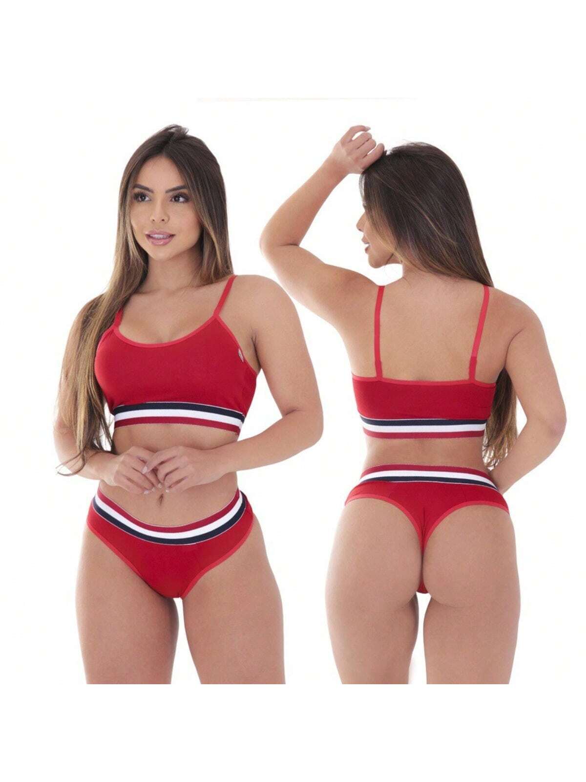 Kit 3 Conjunto Lingerie Top e Calcinha Microfibra Sexy