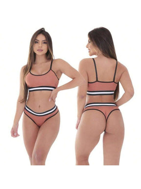 Kit 3 Conjunto Lingerie Top e Calcinha Microfibra Sexy