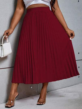 Saia Plissada Elegance Plus Size com Cintura Elástica