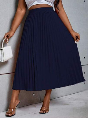 Saia Plissada Elegance Plus Size com Cintura Elástica