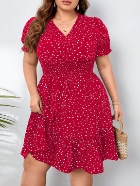 Vestido Plus Size Feminino Decote V Manga Curta