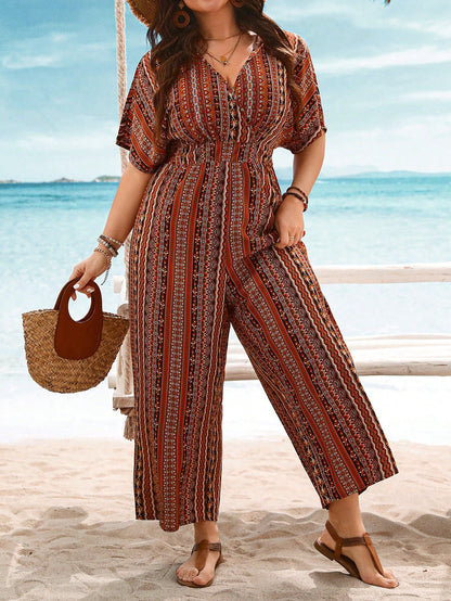 Macacão Plus Size com Decote V