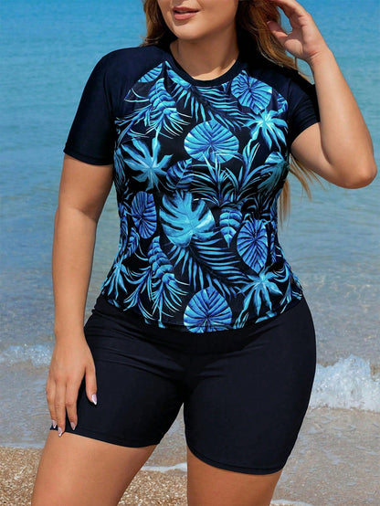 Maiô Tankini Plus Size Feminino Blusa e Bermuda