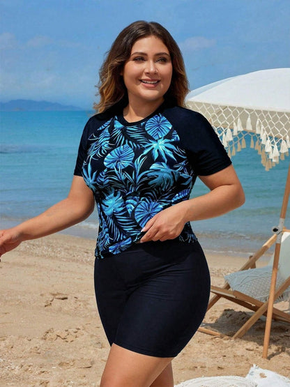 Maiô Tankini Plus Size Feminino Blusa e Bermuda