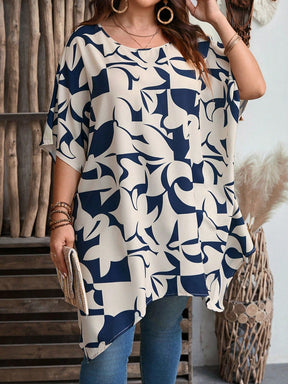 Blusa de Manga e Decote Arredondado Plus Size