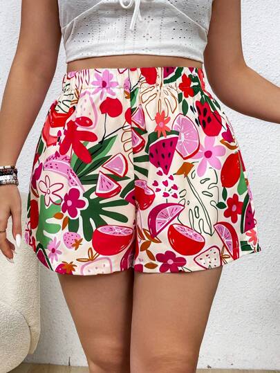 Short Plus Size Tropical Fresh para Praia e Férias