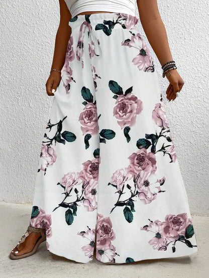 Calça Vacation Prime Plus Size com Cintura Elástica e Franjas Laterais para Férias