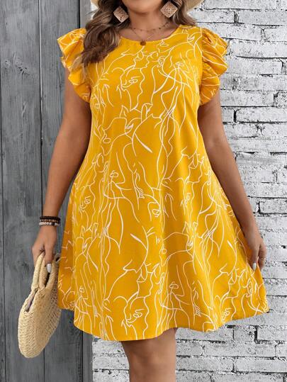 Vestido Plus Size com Estampa Gráfica – Ideal para Férias de Verão