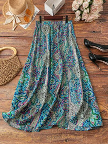 Saia Free Spirit Plus Size – Estilo Boho com Fenda Lateral e Estampa Paisley