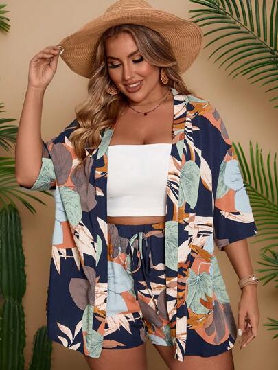 Conjunto Verão Tropical - 2 Peças com Camisa Leve e Shorts Solto