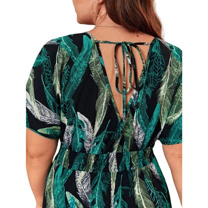 Vestido Estampa Tropical  Amarras Plus Size
