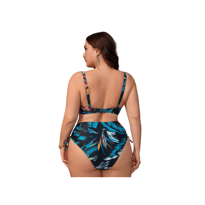 Biquini Plus Size Estampa Tropical Cordão Lateral