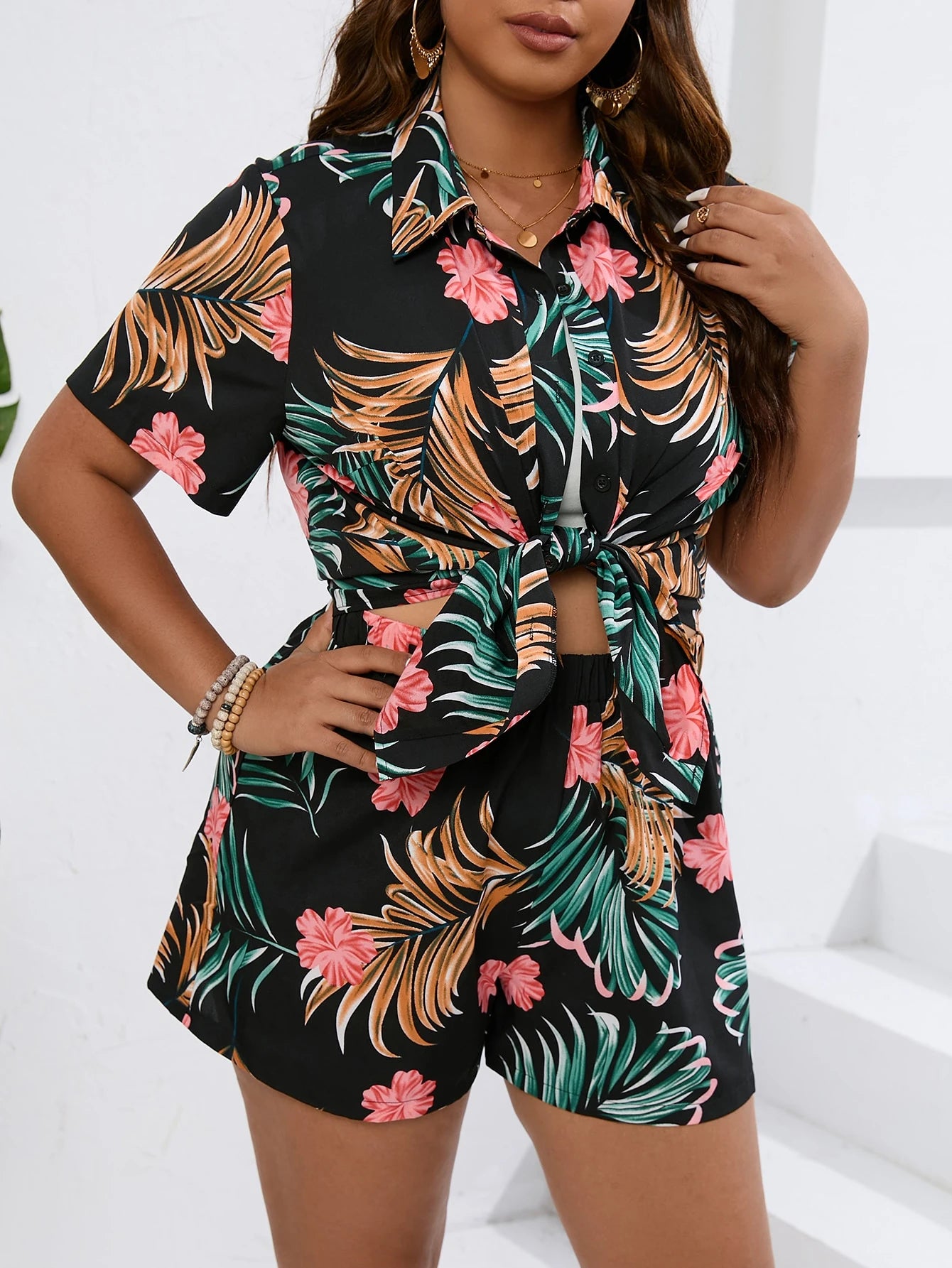 Conjunto Plus Size Tropical Bloom