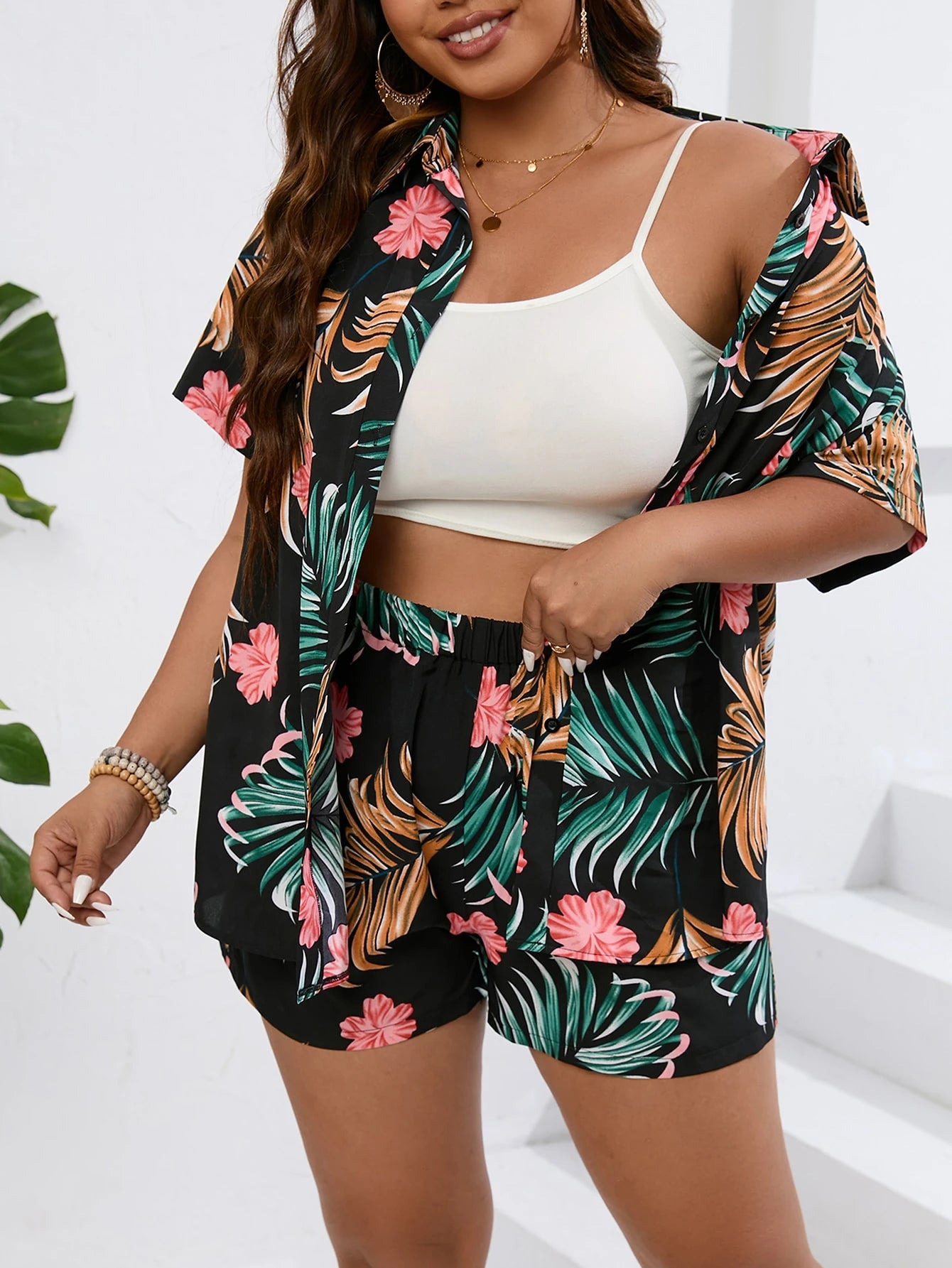 Conjunto Plus Size Tropical Bloom