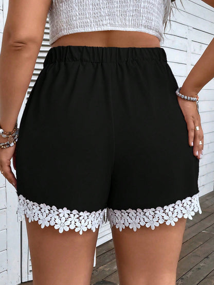 Short Plus Size Noir Broderie
