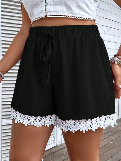 Short Plus Size Noir Broderie