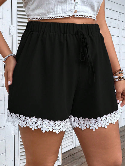 Short Plus Size Noir Broderie