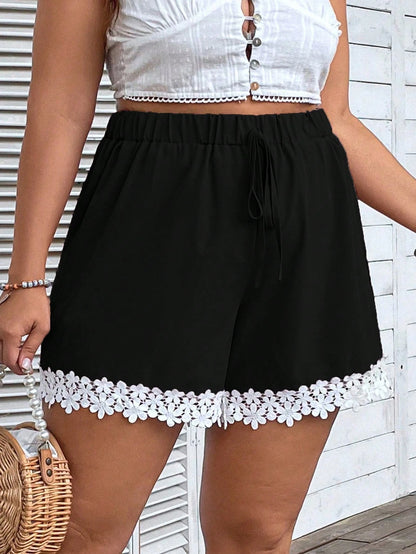 Short Plus Size Noir Broderie