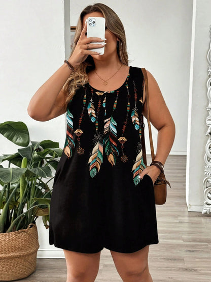 Macaquinho Plus Size Noir Plume
