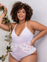 Melô Body Lingerie Plus Size com Arrastão e Renda Sem Bojo