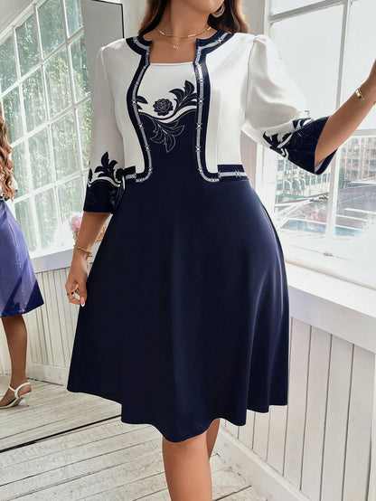 Vestido Plus Size Contraste Élise