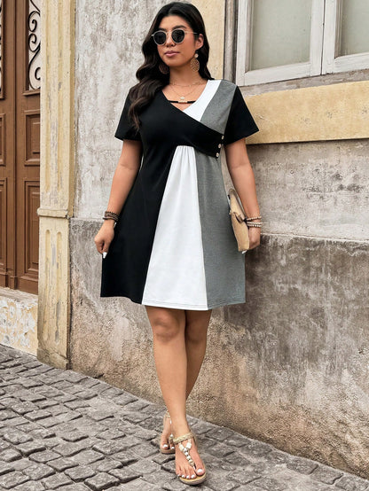 Vestido Plus Size Gris Élégance