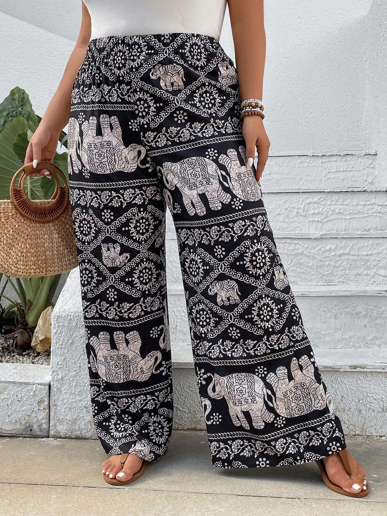 Calça Plus Size Mandala Elefante Noir