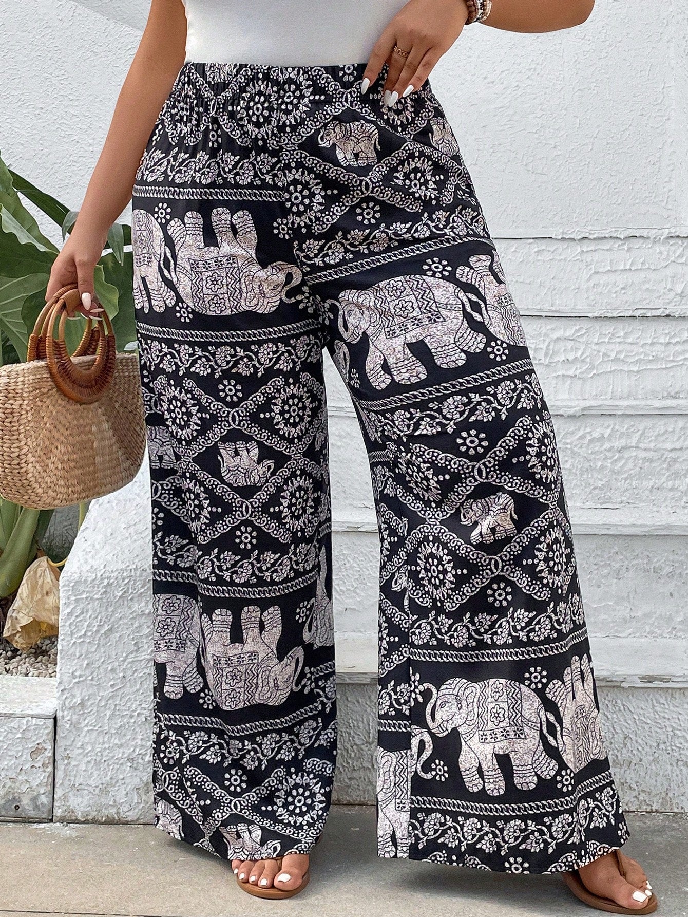 Calça Plus Size Mandala Elefante Noir