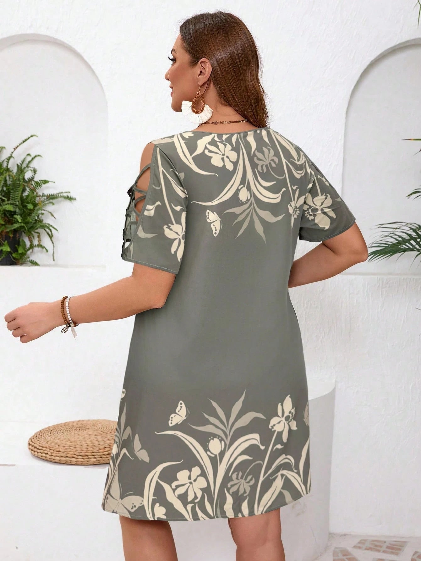 Vestido Plus Size Gris Blanche Élégance