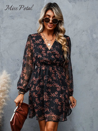 Vestido Elegância Chiffon - Manga Longa + Brinde Exclusivo