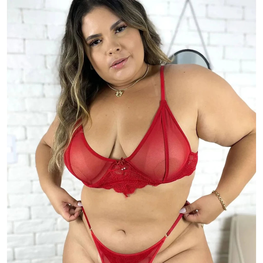 Encanto Noturno Plus Size - Lingerie de Tule e Renda